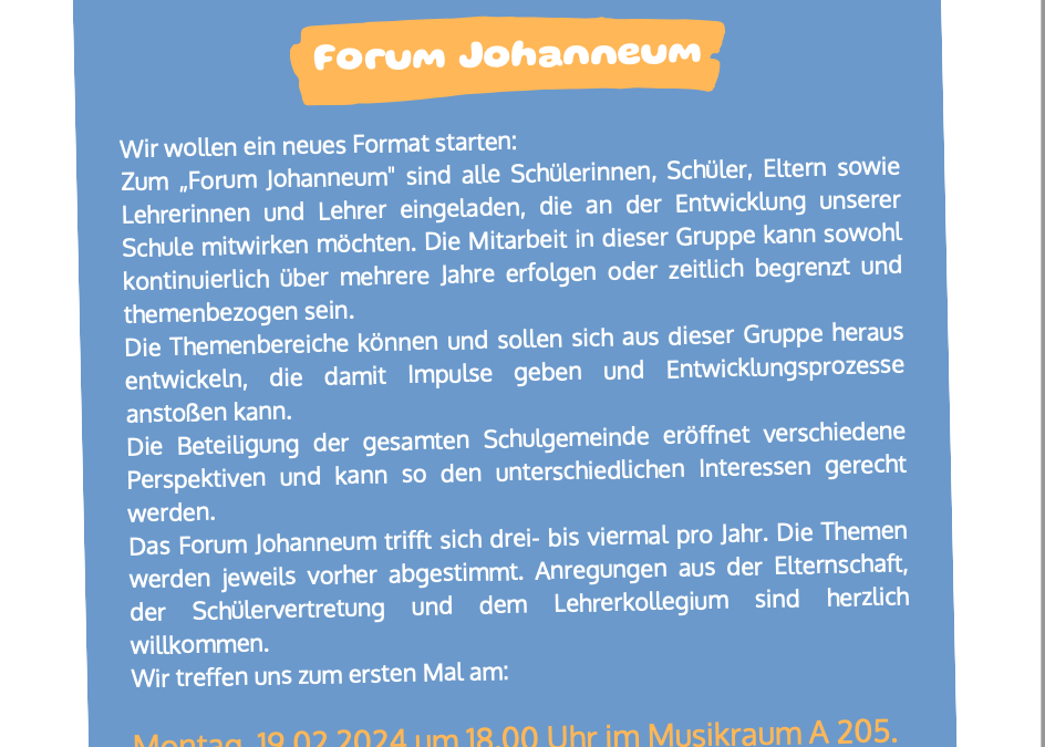 Einladung zum Forum Johanneum